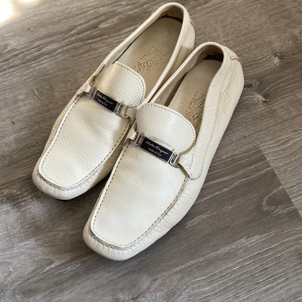 Ferragamo drivers white size 9.5